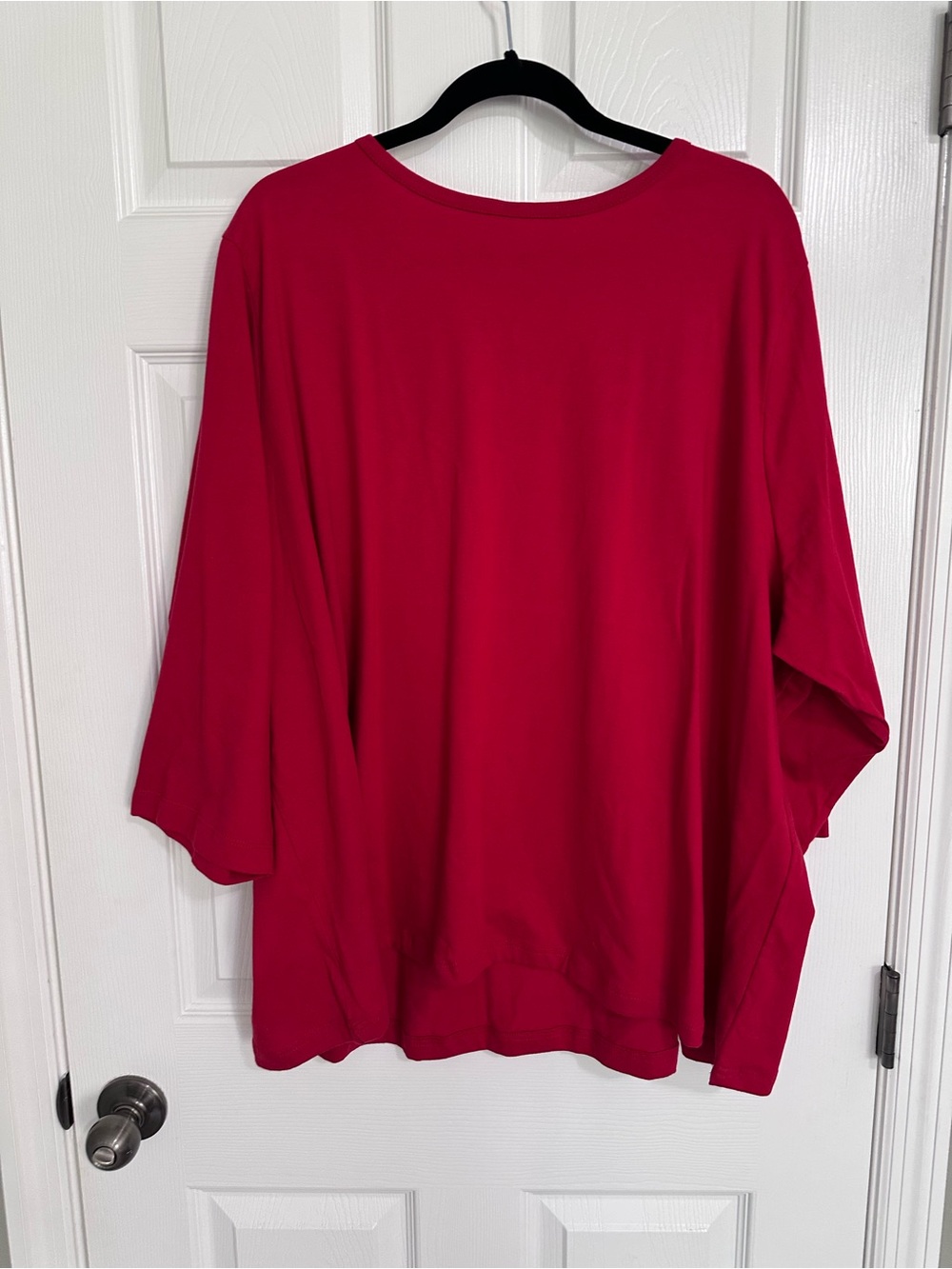 Woman Within Deep Pink V-Neck Long Sleeve Tee - Picture 3 of 4